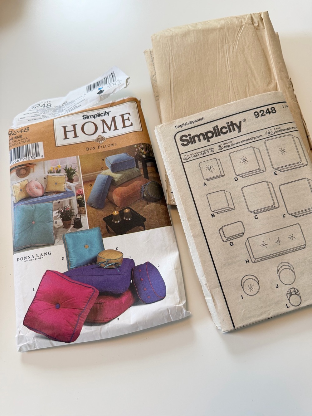 Simplicity Home 9248 Box Pillows Sewing Pattern -from 2000